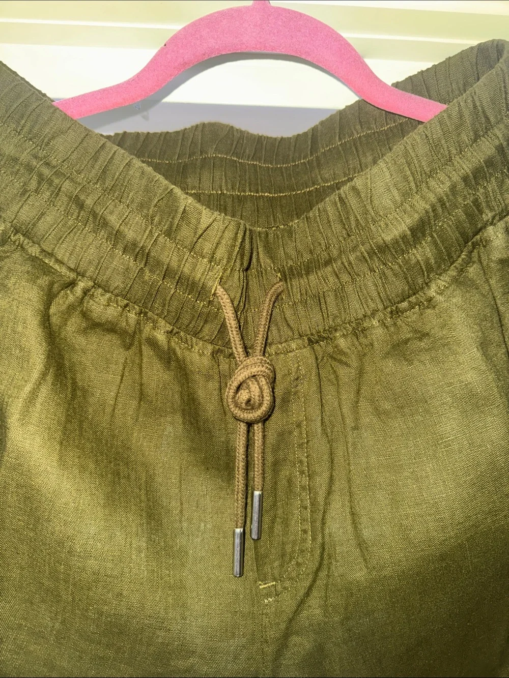 Quince Olive Green Boot Cut Linen Pants Medium
